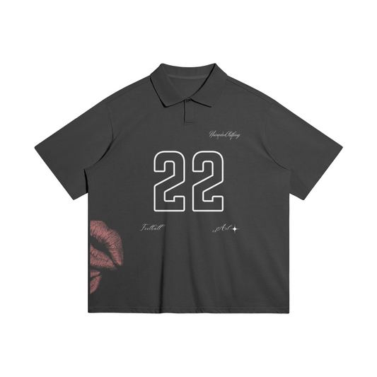 Oversized Polo Tee 22  - Black