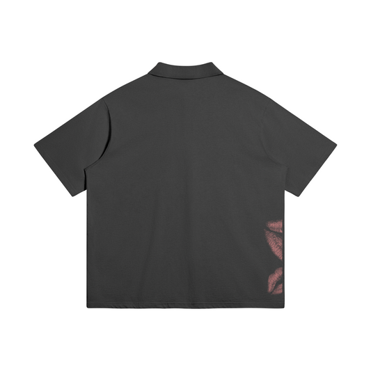 Oversized Polo Tee 22  - Black