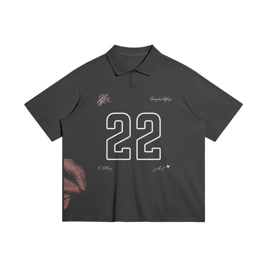 Oversized Polo Tee 22  - Black